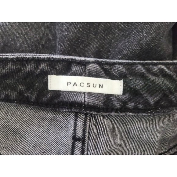 Pacsun Charcoal Black Mom Jeans Womens Size 28 Tapered Leg Stretch Whiskering - Picture 7 of 8